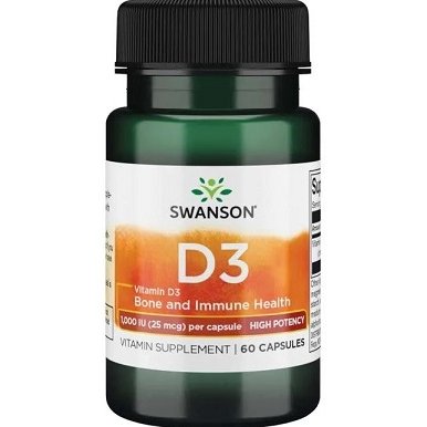 Swanson Vitamin D3 1000IU | Swanson | 60 caps bottle