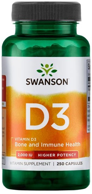 Swanson Vitamin D3 2000 IU - 250 caps bottle