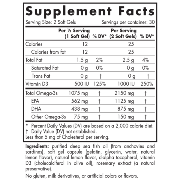 Ultimate Omega 2X and Vitamin D3 Supplement facts