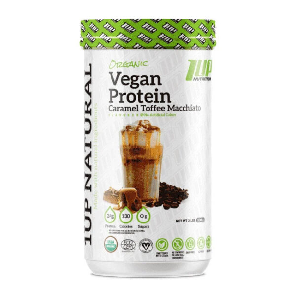 Organic Vegan Protein | 1Up Nutrition | 900g carame toffee macchiato